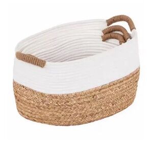 Seville 3 Wicker Cotton Rope Storage Baskets, Woven Bin with Handles Org…